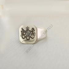 Anel de sinete masculino prata esterlina 925 brasão família anel exclusivo, usado comprar usado  Enviando para Brazil