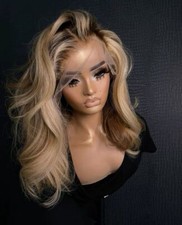 Peruca Ombre Ash loira raízes escuras cabelo humano 13x4 renda frontal onda corporal pré-arrancada comprar usado  Enviando para Brazil