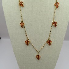Colar vintage outono folha esmaltada tom dourado comprar usado  Enviando para Brazil