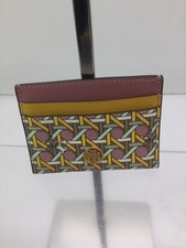 Carteira cartão de lona revestida estampada rosa amarela Tory Burch comprar usado  Enviando para Brazil