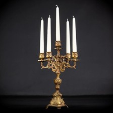 Candelabro Bronze | Castiçais Barroco Dourado | Vintage meados dos anos 1900 | 14,6"_ comprar usado  Enviando para Brazil