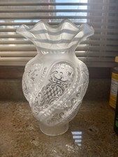 Abajur antigo vidro fosco gravado salão de banquetes óleo abajur babado alto comprar usado  Enviando para Brazil