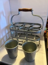 Refrigerante de leite vintage galvanizado metal pop garrafa de vinho caddy transportador comprar usado  Enviando para Brazil