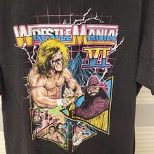 Camiseta Preta Gráfica WWE Wrestlemania VI The Ultimate Warrior Macho Man Tamanho G comprar usado  Enviando para Brazil