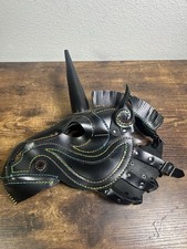 Usado, Máscara de couro cavalo unicórnio com costura arco-íris cosplay pônei preto comprar usado  Enviando para Brazil