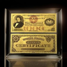 GEM💥 OURO 24K 1878 US$ 1000 PRATA Certificado Rep.*Nota ESTADO PERFEITO NÃO CIRCULADO comprar usado  Enviando para Brazil