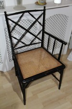 Cadeira de bengala vintage estilo artes e artesanato bambu falso chinês Chippendale ébano comprar usado  Enviando para Brazil
