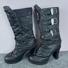 Botas femininas Demonia Crypto-62 tamanho 11 preto gótico caveira correntes plataforma punk comprar usado  Enviando para Brazil