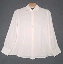 Camisa social feminina Giorgio Armani de seda Itália EUA 12/Reino Unido 48 bege creme botão para cima comprar usado  Enviando para Brazil