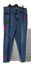 Flower embroidered blue for sale  LONDON
