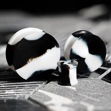 Plugues/medidores de brinco de silicone branco e preto de mármore maciço, usado comprar usado  Enviando para Brazil