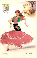 VESTIDO DE SEDA BORDADO FLAMENCO - HUELVA - CARTÃO POSTAL (203) comprar usado  Enviando para Brazil