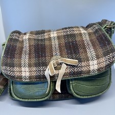 Bolsa de ombro vintage Gap Jeans xadrez tweed verde bolsos de couro sintético comprar usado  Enviando para Brazil