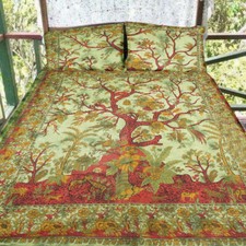 Juego de edredón bohemio talla reina para ropa de cama de árbol hecha a mano indio segunda mano  Embacar hacia Mexico
