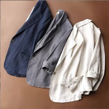 Usado, Blazer feminino lapela um botão casaco fino casual fino linho algodão terno comprar usado  Enviando para Brazil