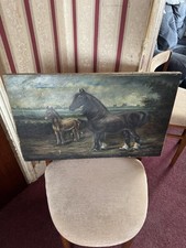 Vintage horses painting for sale  LONDON