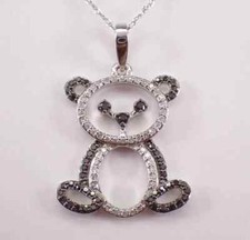 Pingente feminino urso panda moissanita real corte redondo 1 quilate folheado a ouro branco 14K, usado comprar usado  Enviando para Brazil