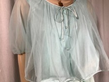 Jaqueta de cama vintage matinê verde perfeito manga folhada transparente anos 60 S chiffon Van Raalte comprar usado  Enviando para Brazil