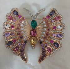 Hermoso broche pin piedra multicolor y perla sintética segunda mano  Embacar hacia Mexico