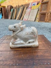 Linda escultura antiga de pedra de mármore desejada à mão touro Nandi sentado comprar usado  Enviando para Brazil