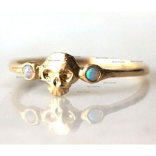 Anel de ouro amarelo 18k com pulseira facial de opala natural feito à mão joia de presente de aniversário comprar usado  Enviando para Brazil