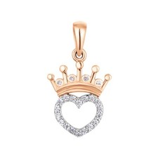 Novo Pingente - Berloque de Joia Colar Feminino Coração Coroa Menina Ouro 14k (585) comprar usado  Enviando para Brazil