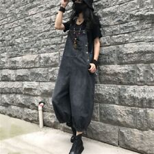 Macacão jeans solto feminino harém retrô perna larga jeans casual bolsos na caixa macacões comprar usado  Enviando para Brazil