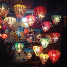 Lâmpada de lanterna artesanal vietnamita oriental de seda bambu GLOBO ou BALÃO tamanho 3 comprar usado  Enviando para Brazil