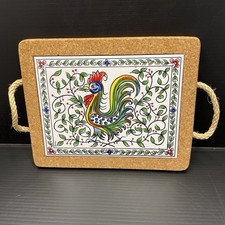 Prato de azulejos majólica português pintado à mão 24 cm L, 20 cm L, 450 g galo comprar usado  Enviando para Brazil