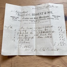 1872 billhead bessent for sale  IPSWICH