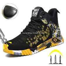 Sapatos de segurança masculinos de cano alto biqueira de aço sapatos de trabalho anti-esmagamento bota de segurança no trabalho comprar usado  Enviando para Brazil