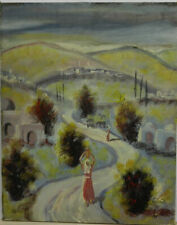 Pintura a óleo assinada antiga mulher árabe, pastor e gado fundo rural, 57 x 45  comprar usado  Enviando para Brazil