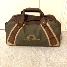 Bolsa de viagem ou pernoite vintage original Tommy Bahama couro pebbled verde e bronzeado, usado comprar usado  Enviando para Brazil
