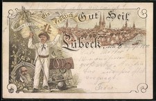 Lithographie lübeck teilansic gebraucht kaufen  Berlin