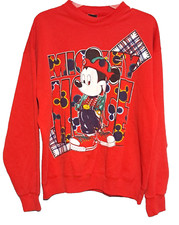 Moletom Vintage Mickey Mouse XL Vermelho Spellout Manga Longa Hip Hop Aconchegante comprar usado  Enviando para Brazil