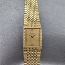 Relógio Bulova Tank masculino 26 mm mostrador dourado tom dourado octógono malha pulseira 92M27 PEÇAS, usado comprar usado  Enviando para Brazil