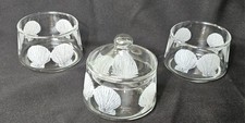 Conjunto de 3 potes de vidro com 1 tampa ótimo para cozinha, banho, cabeceira etc design de concha comprar usado  Enviando para Brazil