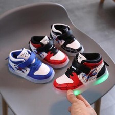 Tênis esportivo masculino LED couro iluminado desenho animado infantil casual sola macia, usado comprar usado  Enviando para Brazil