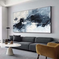 Pinturas de arte de parede abstratas grandes pintadas à mão pintura a óleo sobre tela cinza comprar usado  Enviando para Brazil