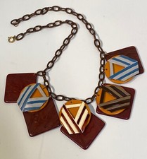 Colar geométrico vintage de baquelite, celulóide e galalita, usado comprar usado  Enviando para Brazil