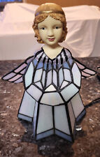 Abajur de mesa anjo vitral azul roxo branco iridescente preto 9,5-10 polegadas comprar usado  Enviando para Brazil