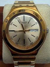 Relógio de quartzo Swatch Irony medalha amarela YGG706G 37mm tom dourado data do dia novo taco comprar usado Relógio de quartzo Swatch Irony medalha amarela YGG706G 37mm tom dourado data do dia novo taco comprar usado  Enviando para Brazil