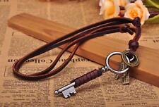 Usado, Colar longo masculino N221 marrom surfista vintage chave pingente cordão de couro NOVO comprar usado  Enviando para Brazil