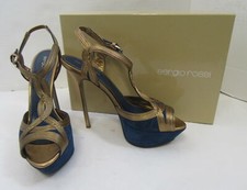 Sandália Salto Plataforma SERGIO ROSSI US$ 795 Bronze e Azul Metálica Tamanho 39 comprar usado  Enviando para Brazil
