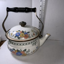 Antigo MCM Chaleira de Chá Esmaltada Floral Elegante Fogão 1981 M. Kamentein comprar usado  Enviando para Brazil