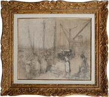 HENRI LAFFITE (1885-1977) SCENE ANIMEE PORT DE LISBOA PORTUGAL SIGNEE 49 (101) segunda mano  Embacar hacia Mexico