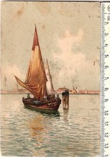 Cartolina dipinto imbarcazione usato  Italia
