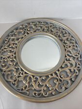 Espelho parede acento moldura ornamentada cinza claro com acabamento dourado 14” plástico leve, usado comprar usado  Enviando para Brazil