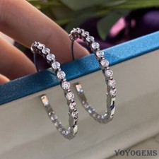 Brincos de argola de dentro para fora de moissanita ouro branco 14K sólido corte redondo de 2,80 quilates comprar usado  Enviando para Brazil