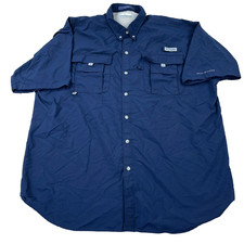 Camisa masculina Columbia PFG 2XT azul marinho botão para cima desempenho tactel náilon Bahama comprar usado  Enviando para Brazil